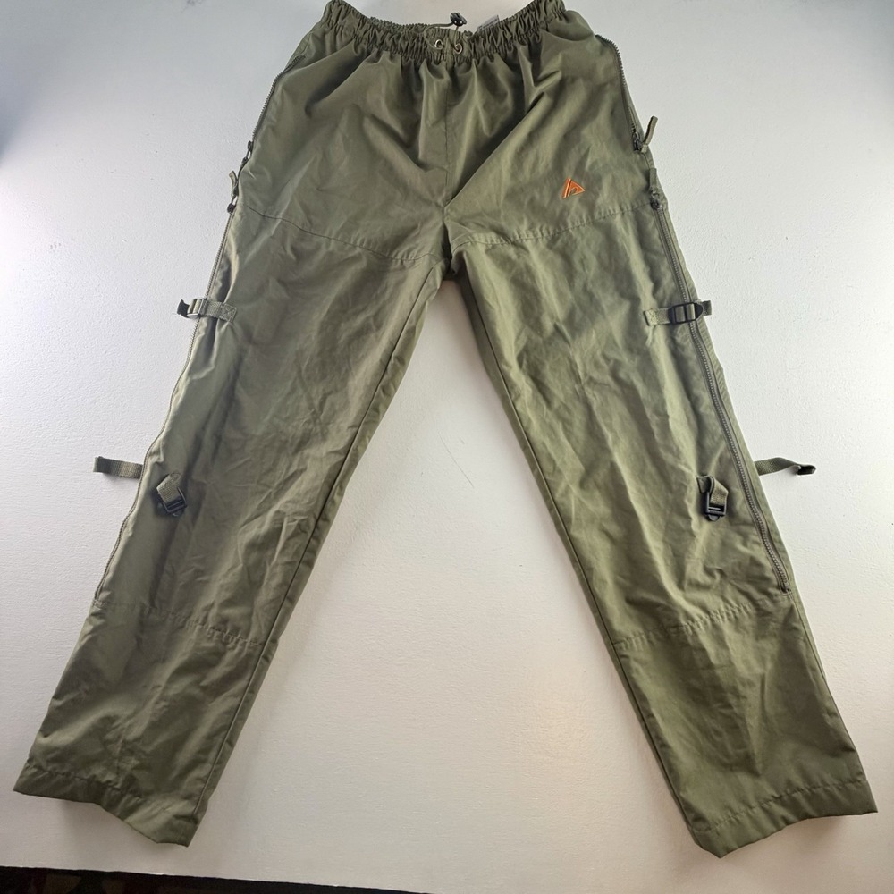 Athletic Works Pants Mens Medium Green Hiking Track Cargo Outdoor Techwear Fish